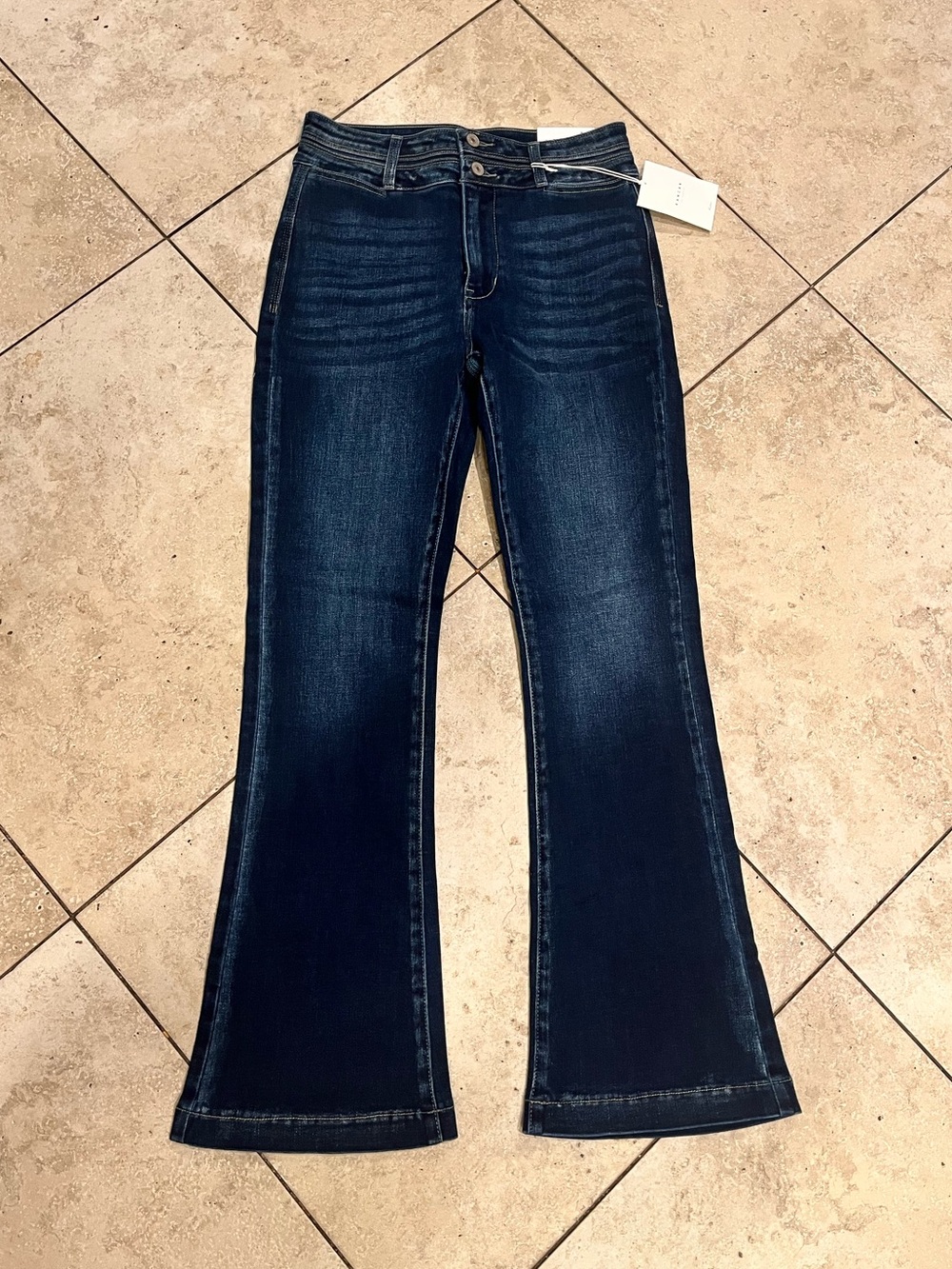 Kancan Double Button High Rise Flare  Jeans - Picture 3 of 12